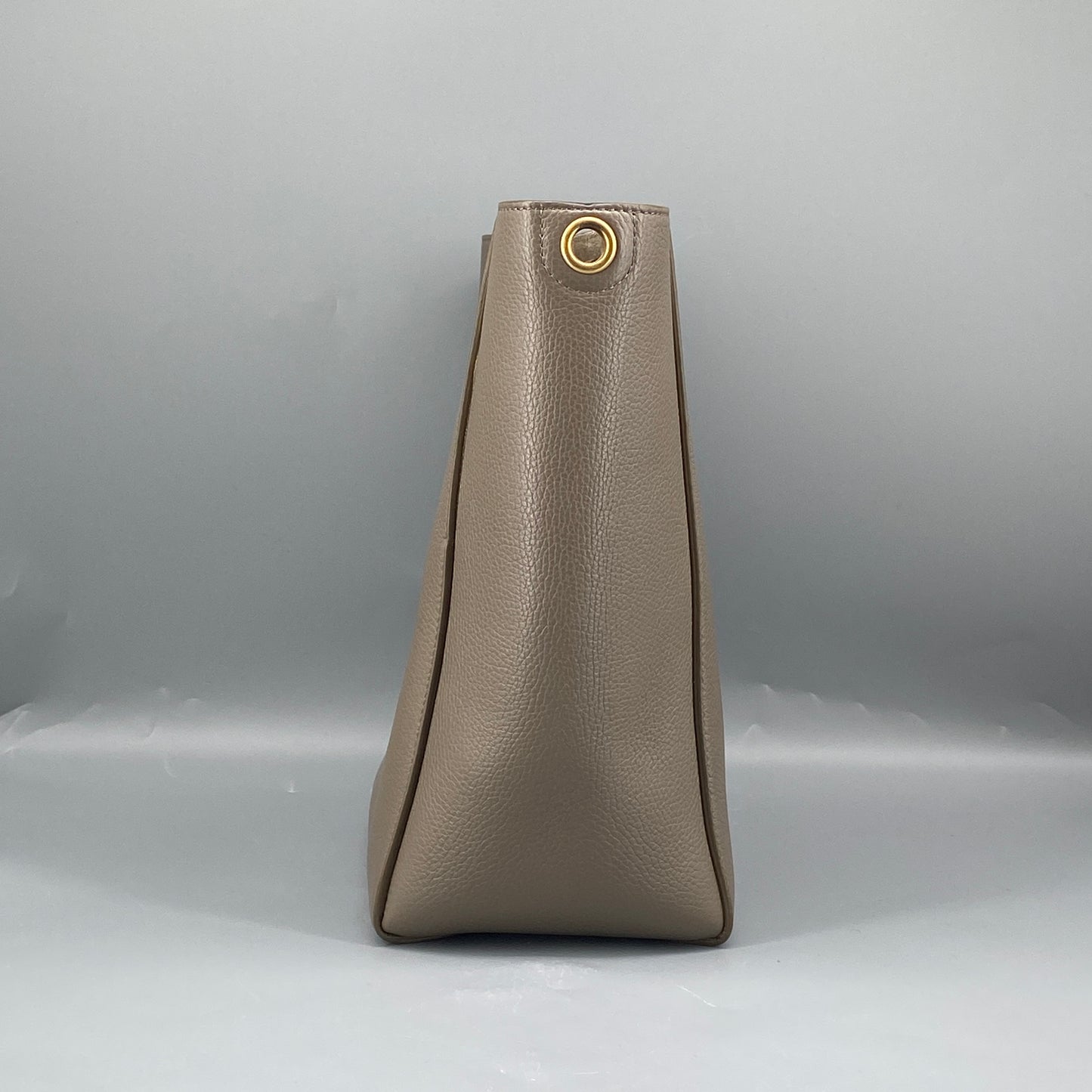Celine Taupe Pebbled Leather Bucket Shoulder Bag