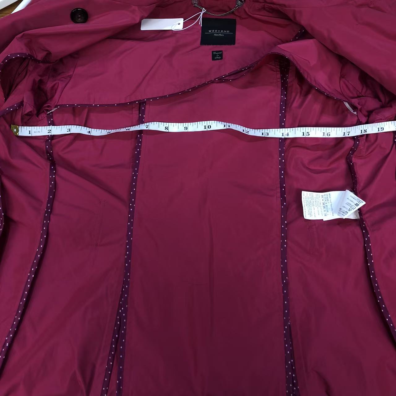 Max Mara Belted Trench Coat in Red Nylon and Polyester