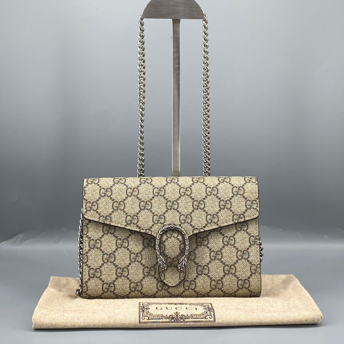 Gucci Beige GG Supreme Dionysus Chain Crossbody Bag