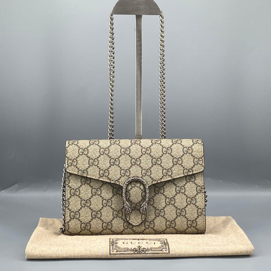 Gucci Beige GG Supreme Dionysus Chain Crossbody Bag