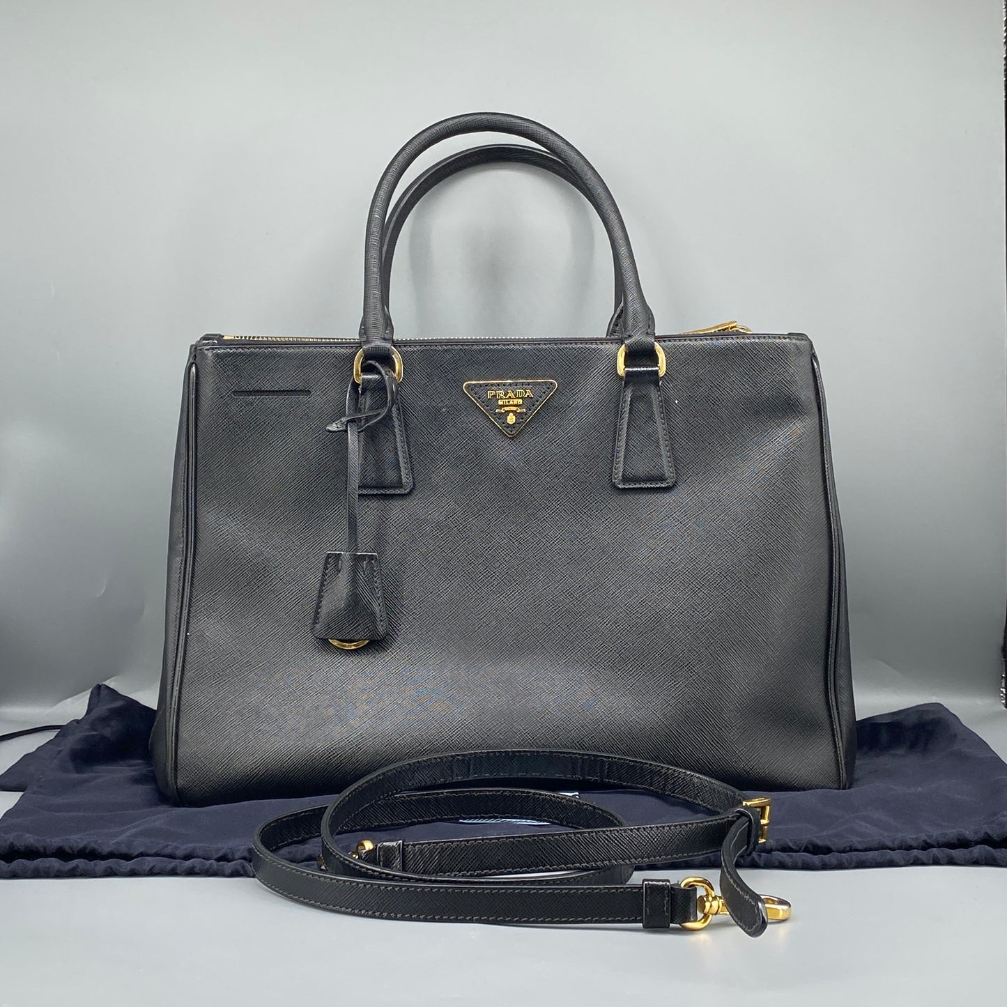 Prada Saffiano Leather  Galleria Tote Bag Black