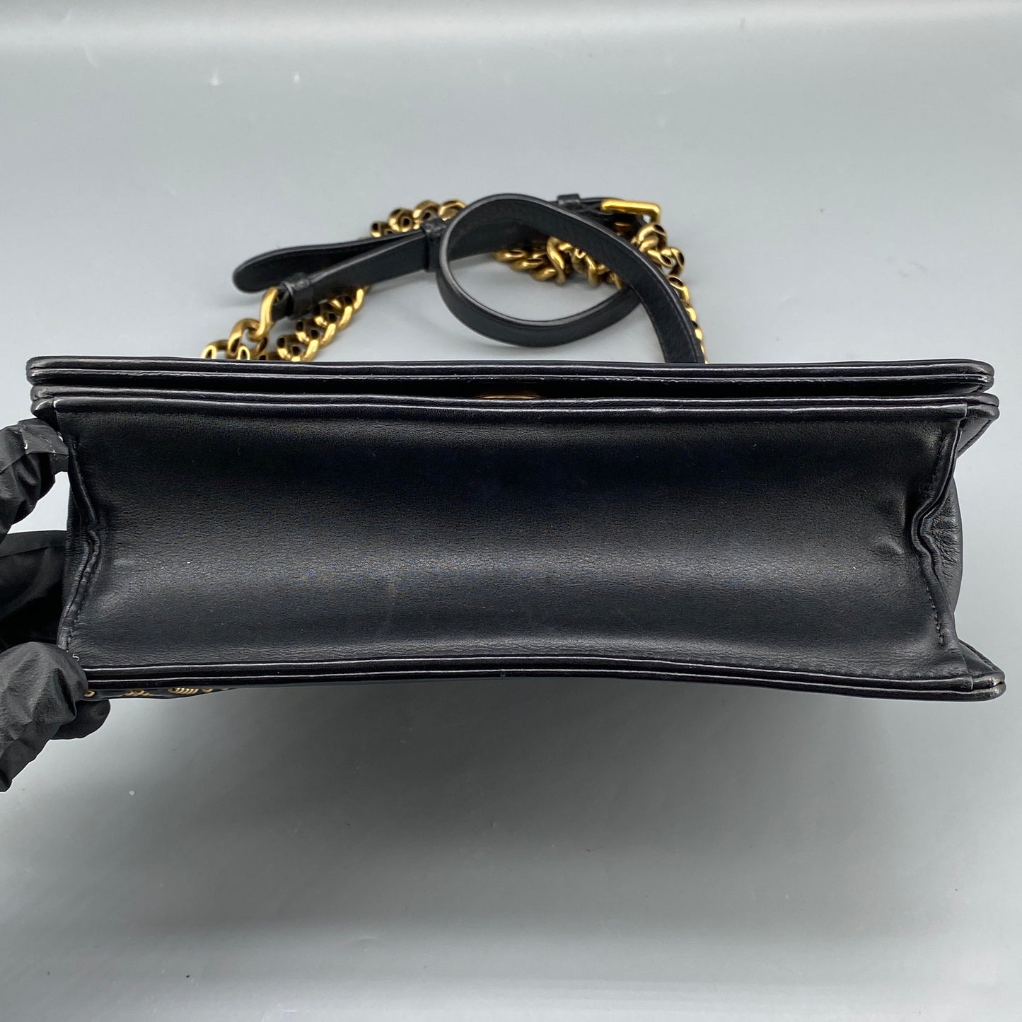 Christian Dior Gold Stud Detail Black Calfskin Diorama Flap Shoulder Bag