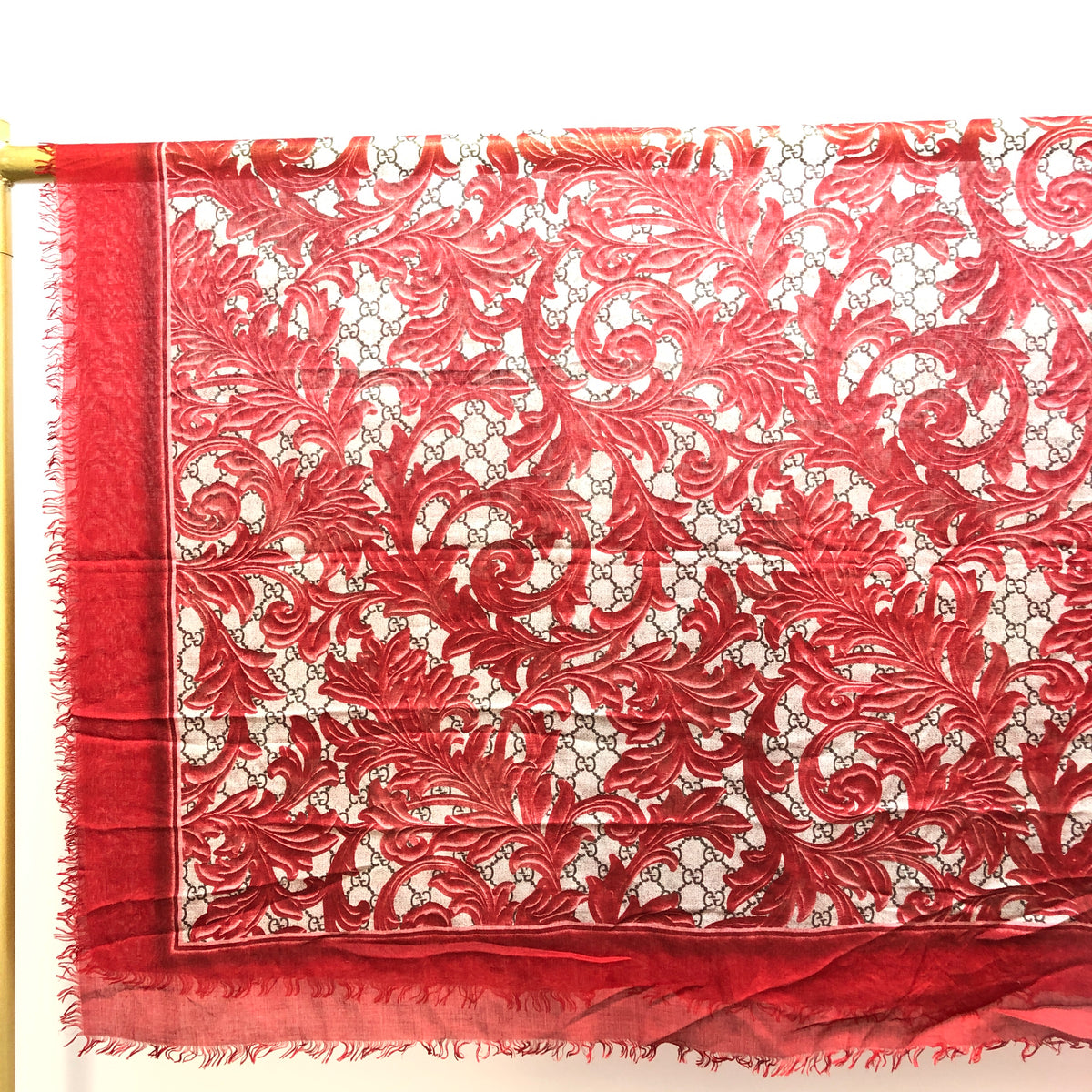 Gucci Red & Tan Floral Print Large Shawl Scarf 140*140cm