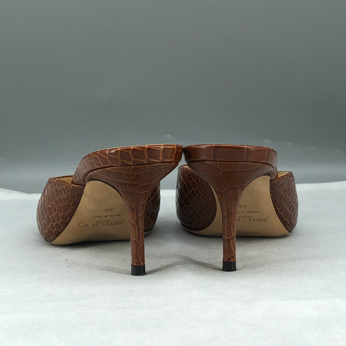 Jimmy Choo Women's Mule Heels Size 38 Brown Croc-Embossed