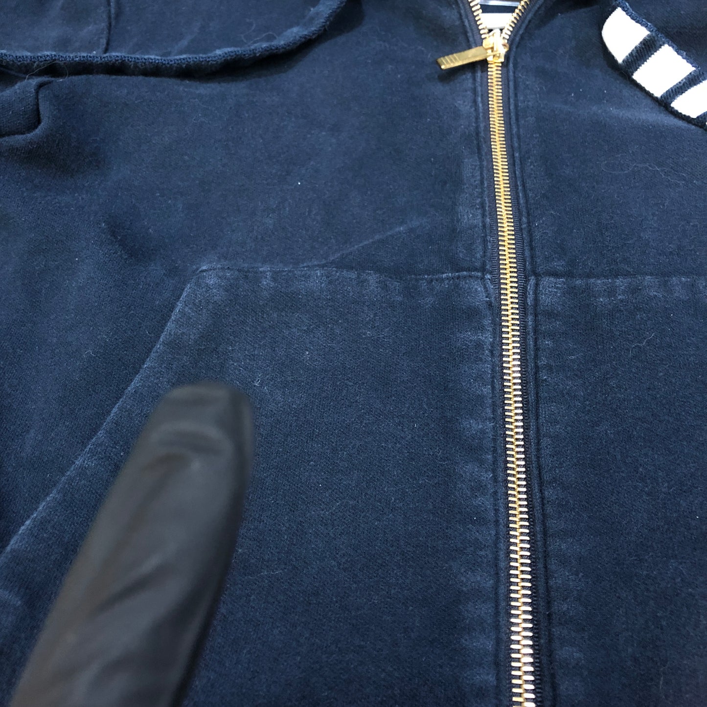 Thom Browne Classic 4-Bar Zip-Up Hoodie Size 40 Navy Blue
