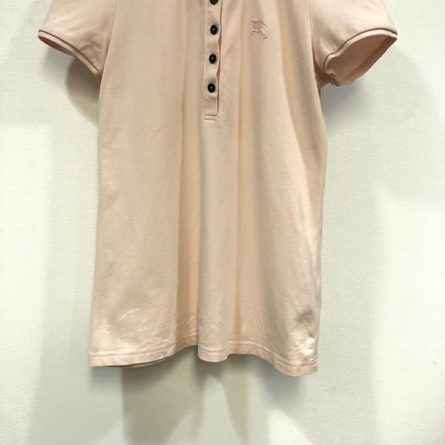 Burberry Vintage Check Collar Horse Embroidery Pique Polo Shirt Size S Pink Black Khaki Color Matching