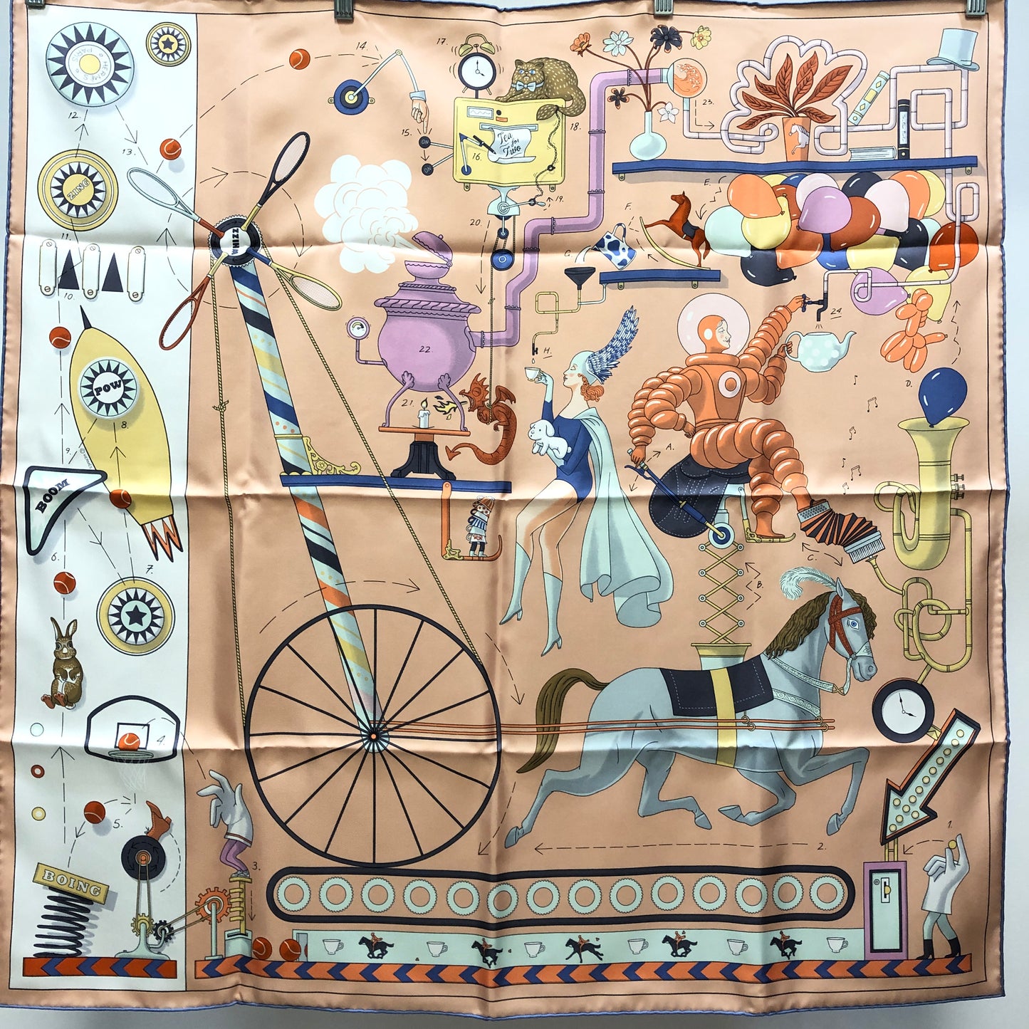 Hermes NWT Silk Square Scarf Multi-Color Printed 90*90