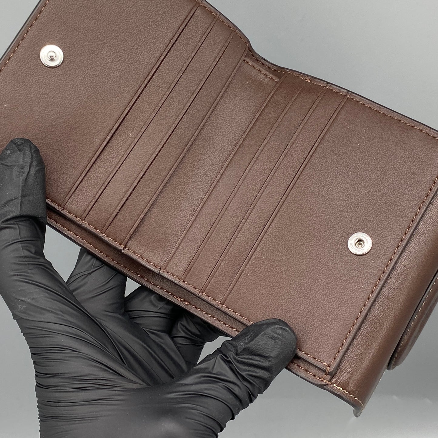 Coach Deep Brown Smooth Leather Flip Card Wallet