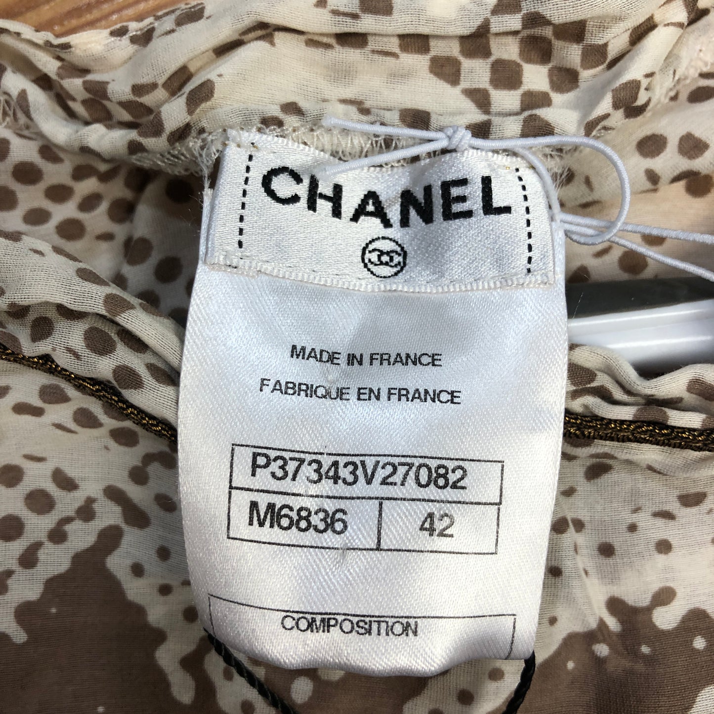 Chanel Cream/Brown Lion Print Top Size 42
