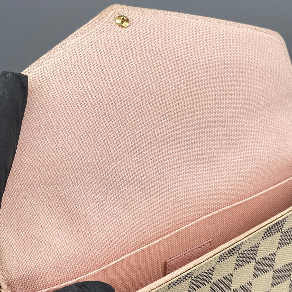 Louis Vuitton Damier Azur Pochette Felicie Chain Wallet Rose Ballerine