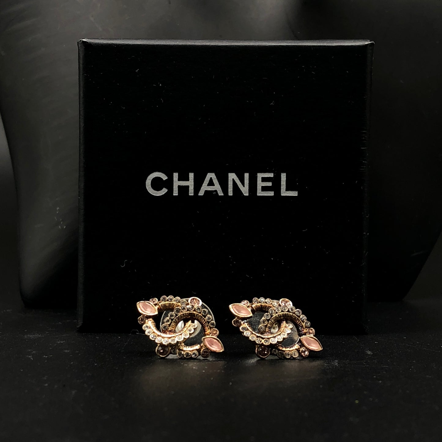 Chanel 2013C CC Crystal Pearl Earrings Gold Tone