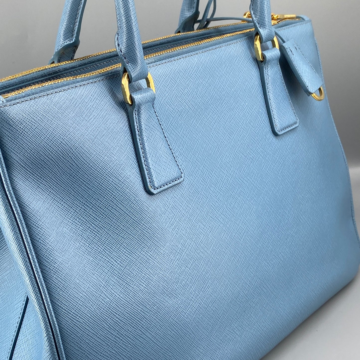 Prada Medium Blue Saffiano Galleria Handbag