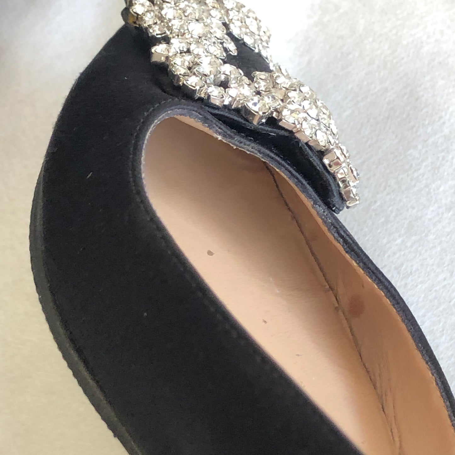 Manolo Blahnik Black Crystal Buckle Flat Shoes size 36