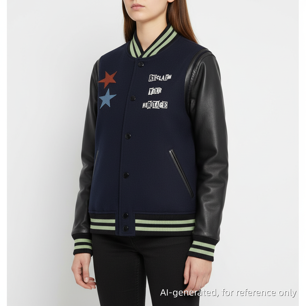 Valentino Wool-Blend and Leather Bomber Jacket