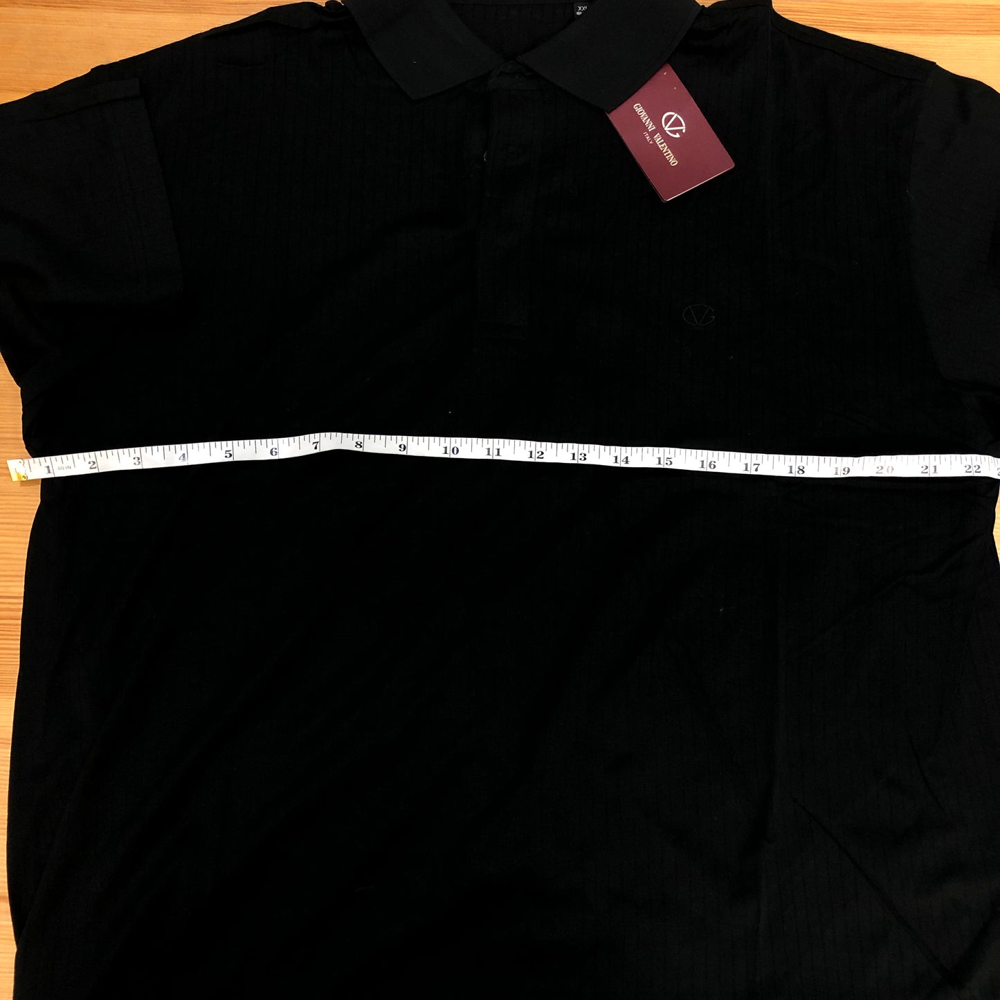Giovanni Valentino Black Solid Short Sleeve Polo Shirt XXL
