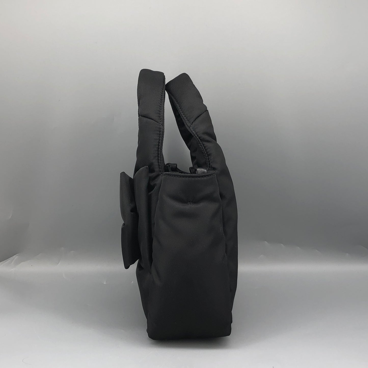 Prada Mini Padded Re-Nylon Tote Bag with Bow Detail Black