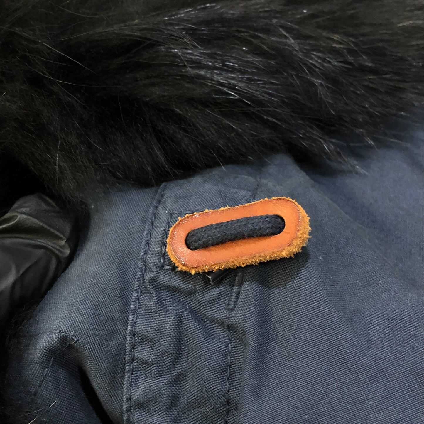 Mr & Mrs Navy Blue Fur Hood Parka Coat Size M