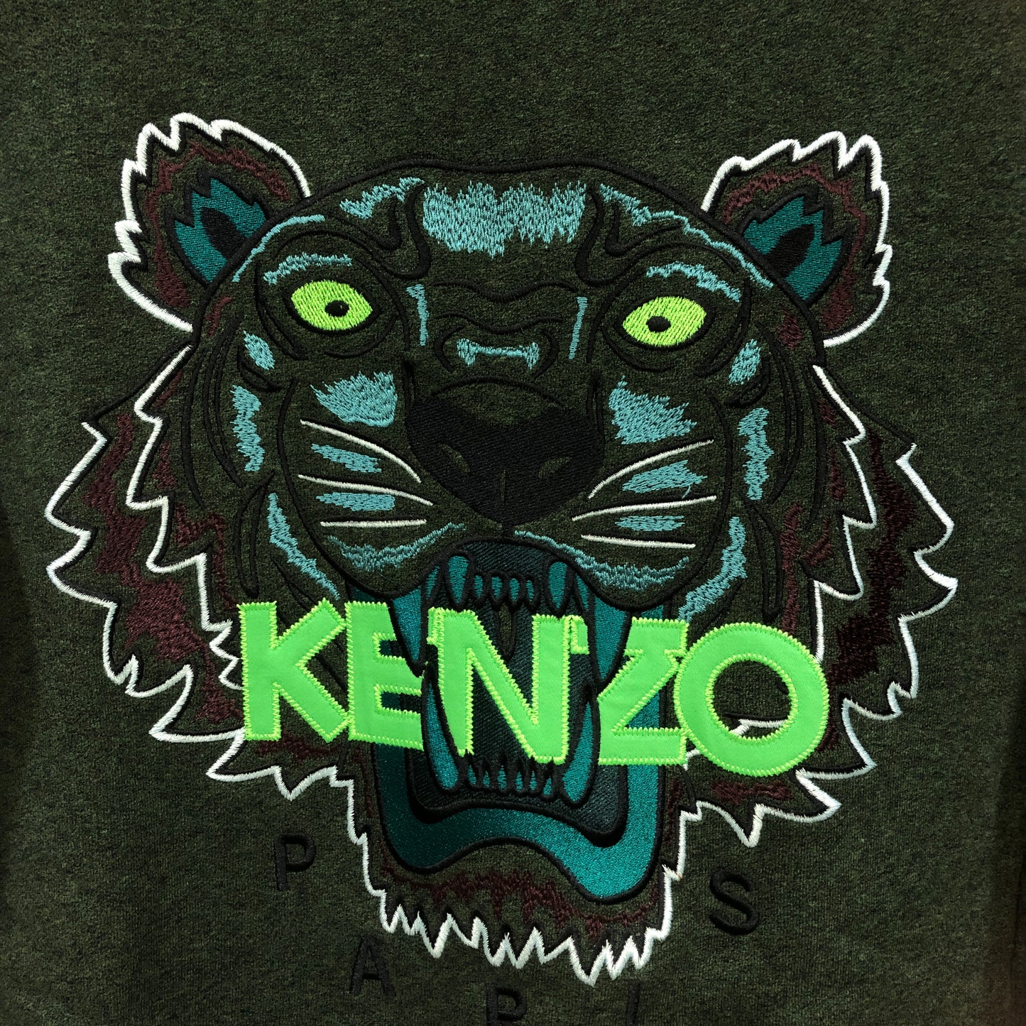 Kenzo Tiger Logo Sweatshirt Size S Forest Green