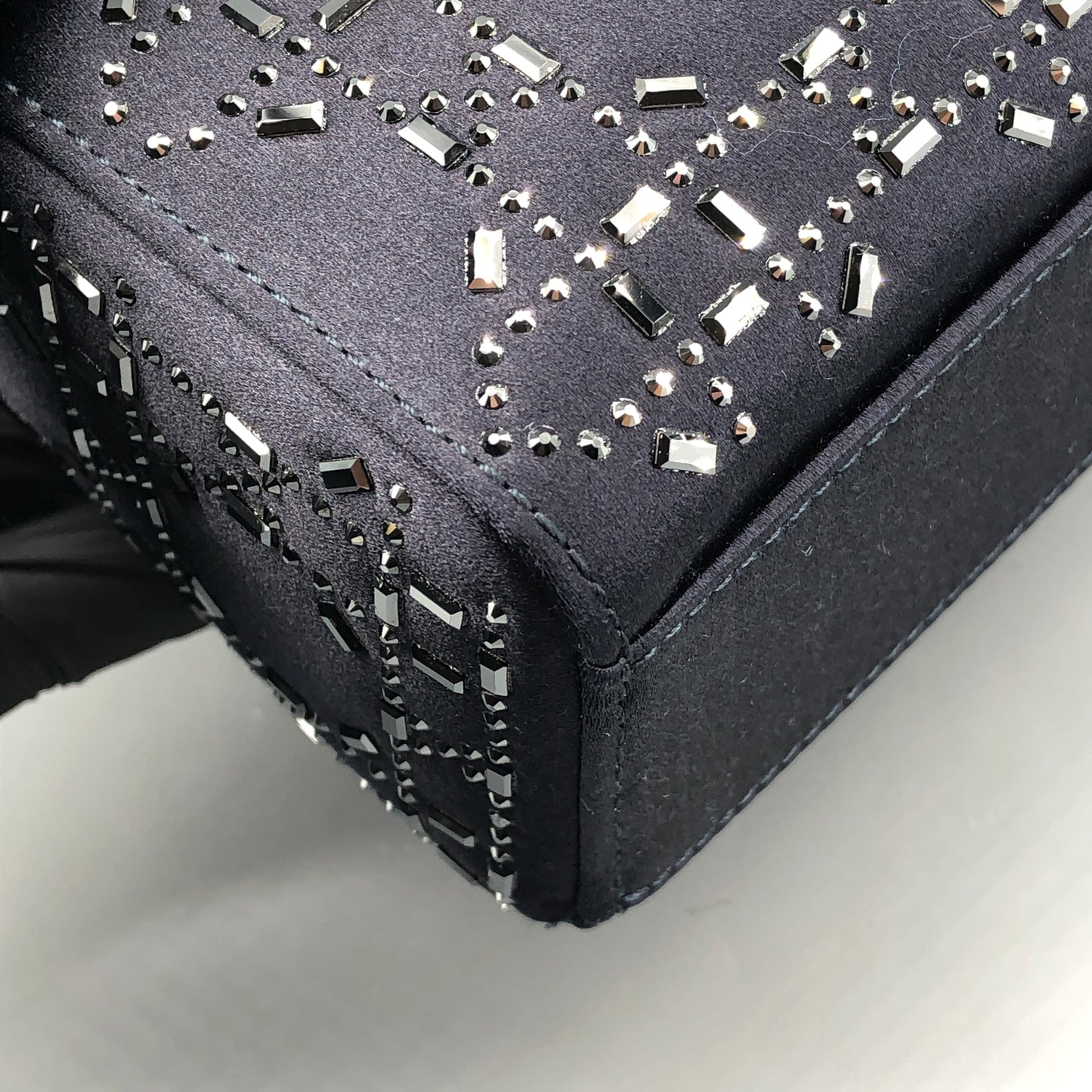 Christian Dior Lady Dior Mini Navy Cannage Satin with Crystals