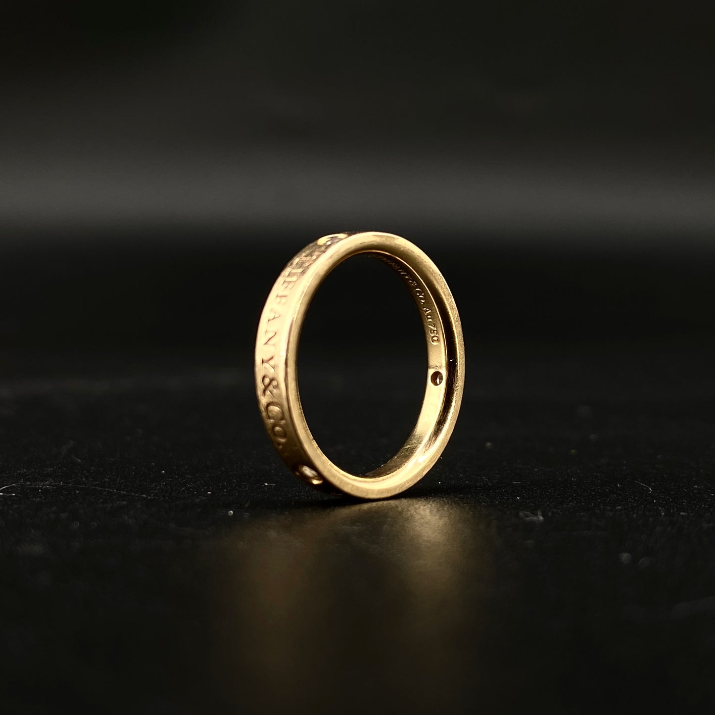 Tiffany & Co. AU750 Yellow Gold Single Diamond Band Ring Size 49mm