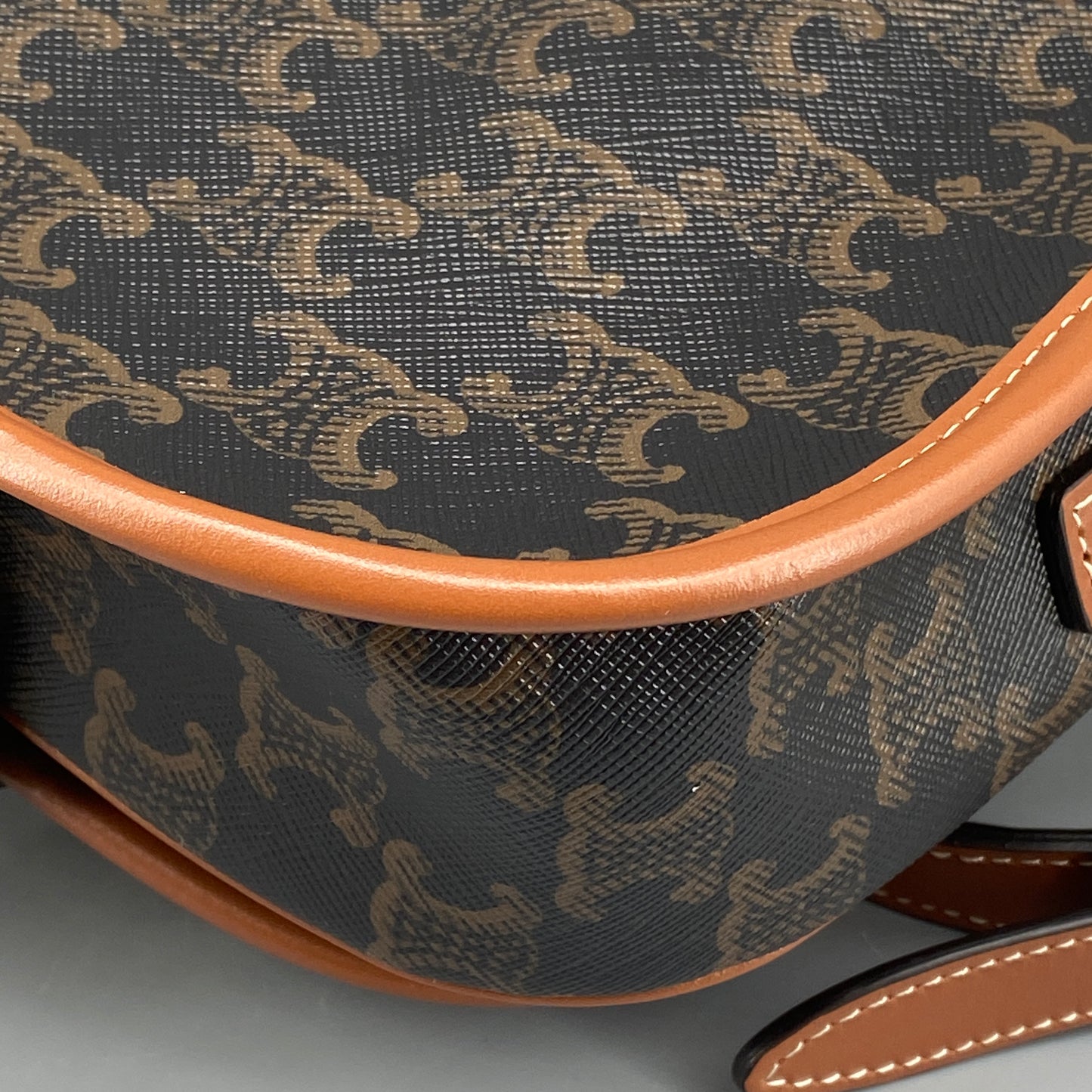 Celine Triomphe Canvas Leather Trim Saddle Crossbody Bag
