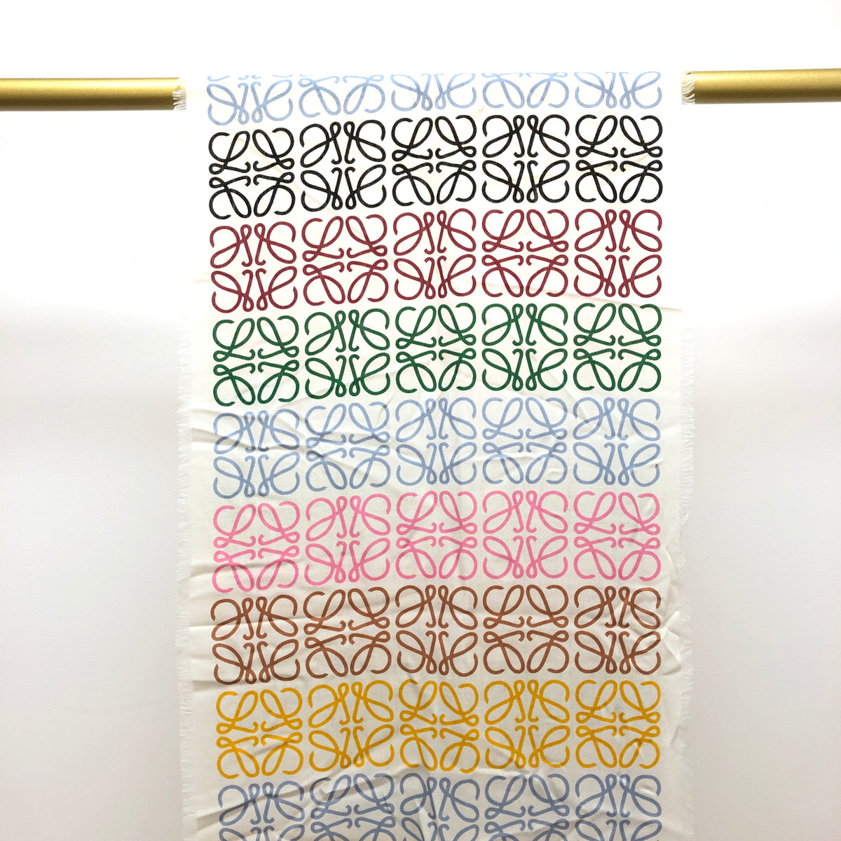 Loewe Beige Multi-Color Anagram Logo Scarf 194*42 cm