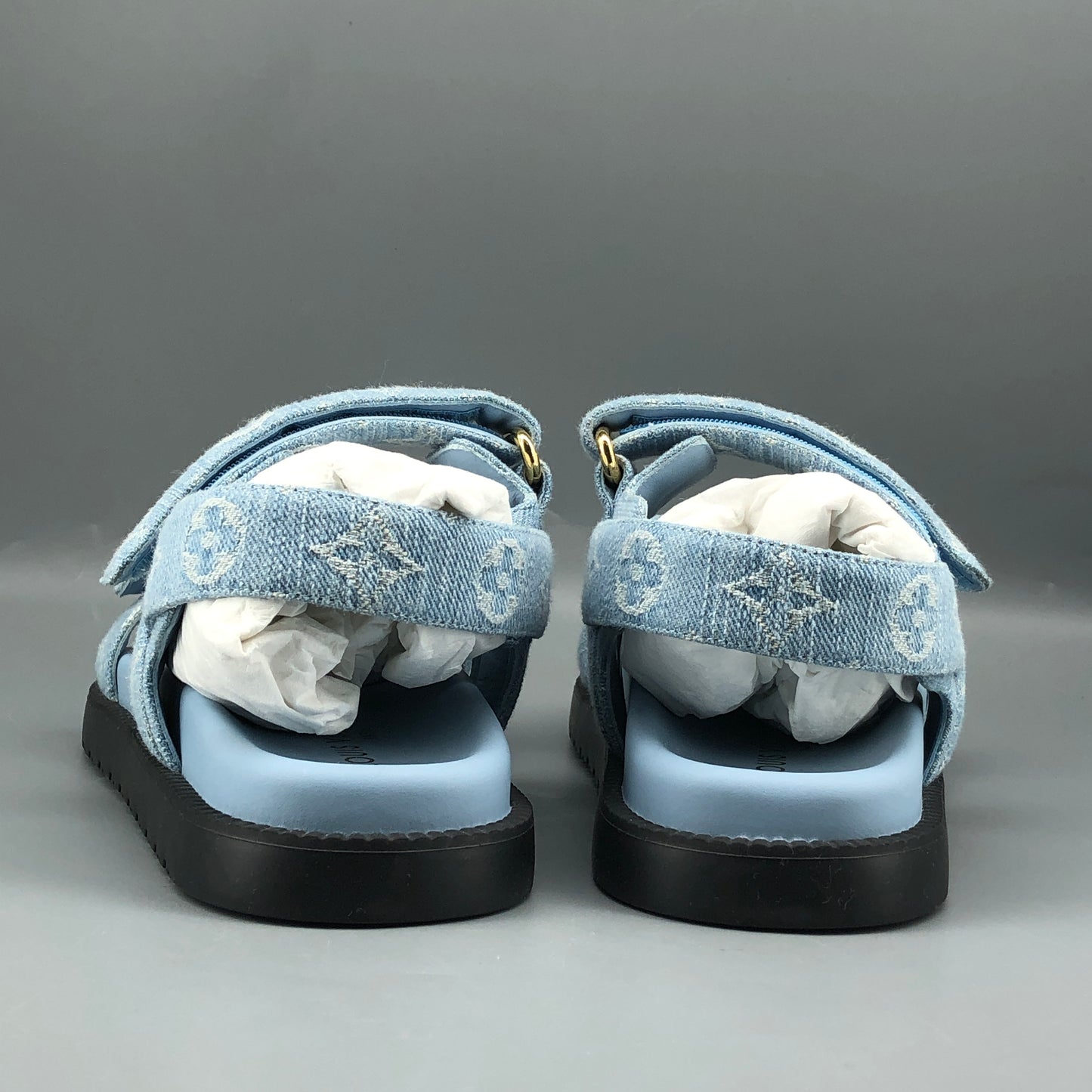 Louis Vuitton Unisex Monogram Sandals Size 38.5 Light Blue