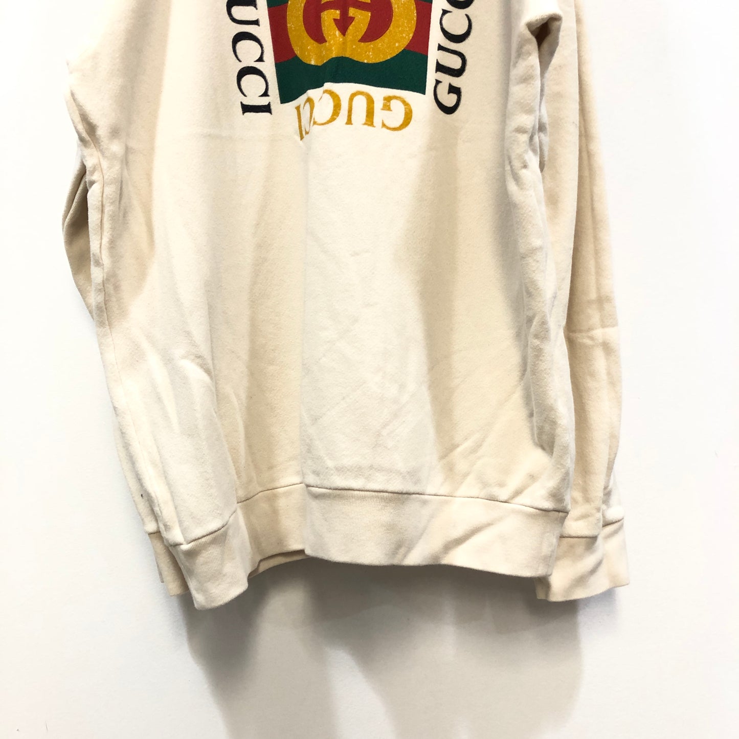 Gucci Off-White Graphic Print Crew Neck Sweatshirt Size L