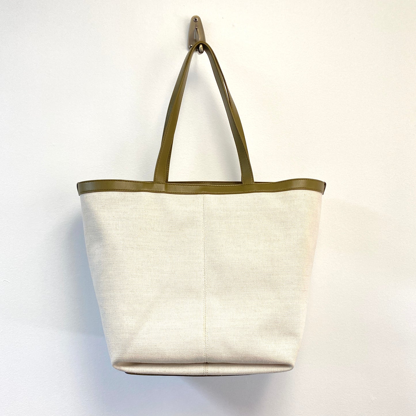 Bottega Veneta Olive Canvas Intrecciato Leather Tote Bag