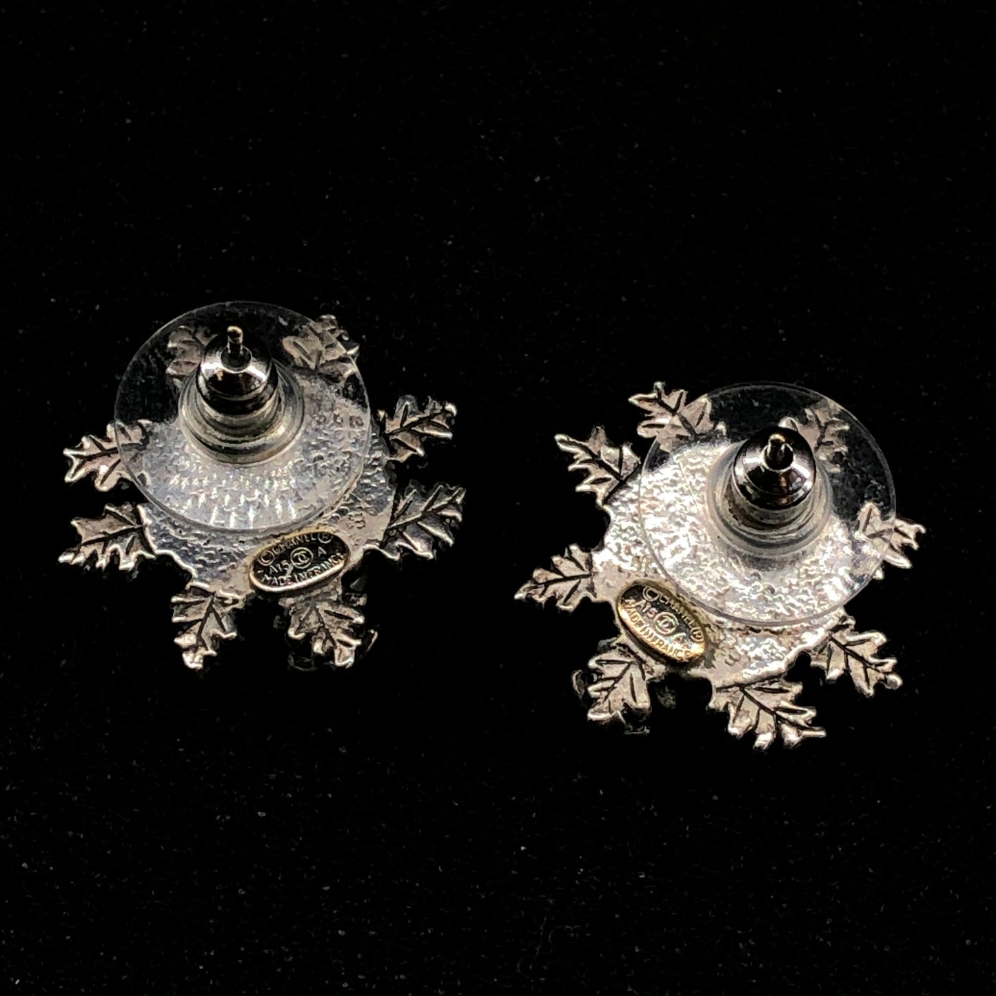 Chanel 2015 Silver-Tone Pearl Snowflake Earrings