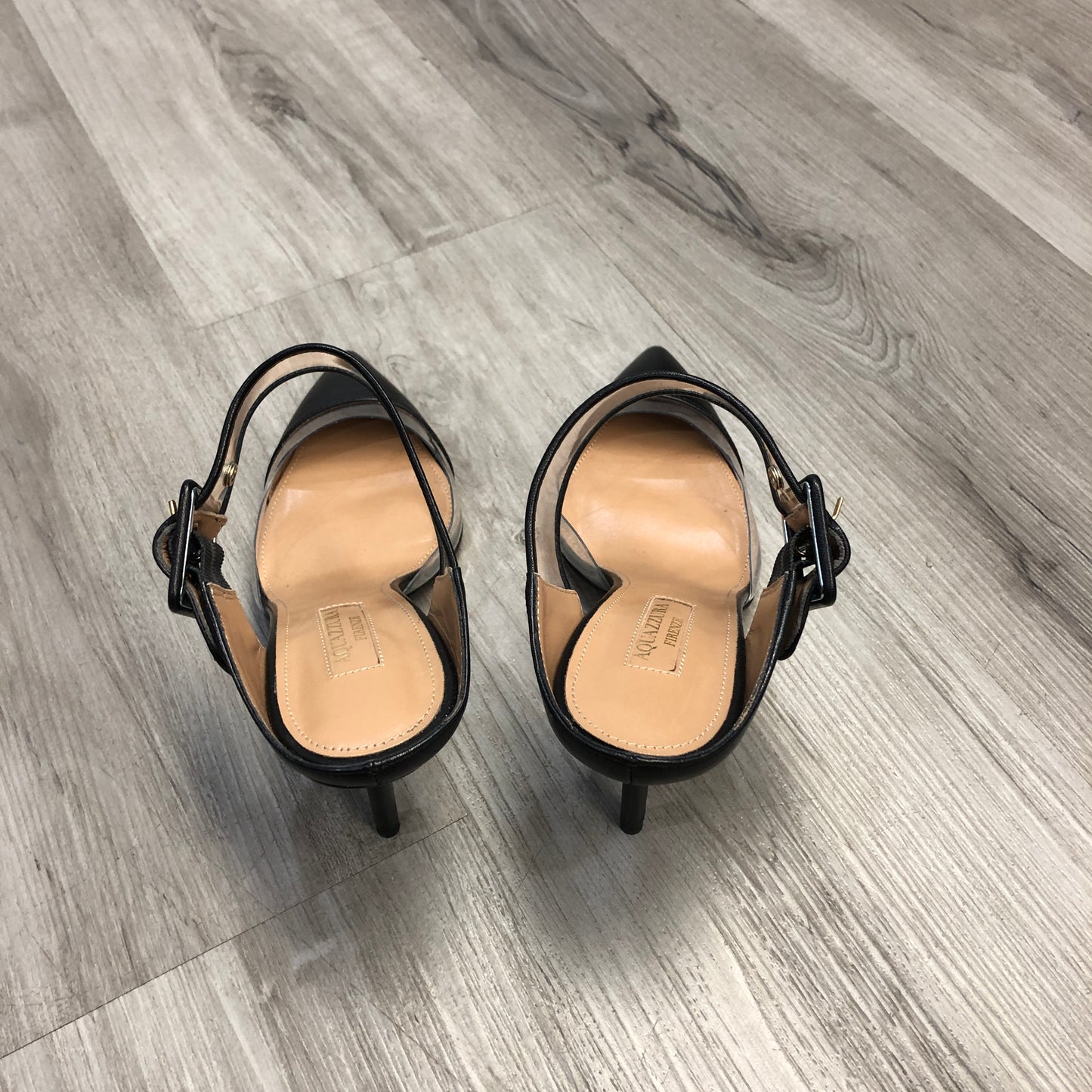 Aquazzura Pointed-Toe PVC & Leather Ankle-Strap Pumps 36 black