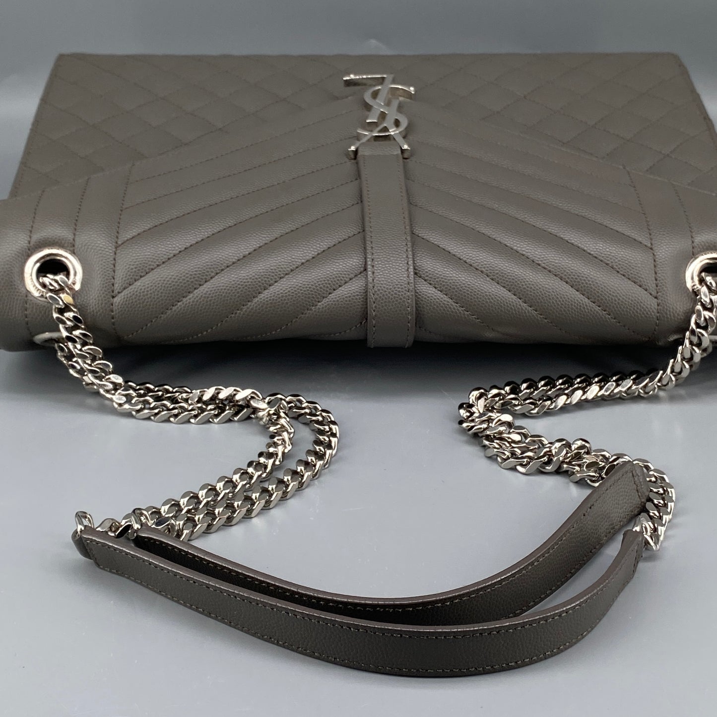 Saint Laurent Envelope Mix Matelassé Grey Chain Shoulder Bag