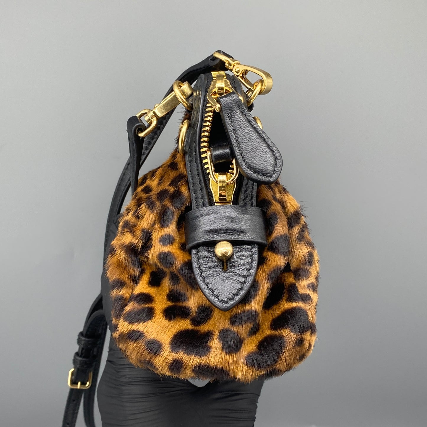 Miu Miu Leopard Print Haircalf Shoulder Bag