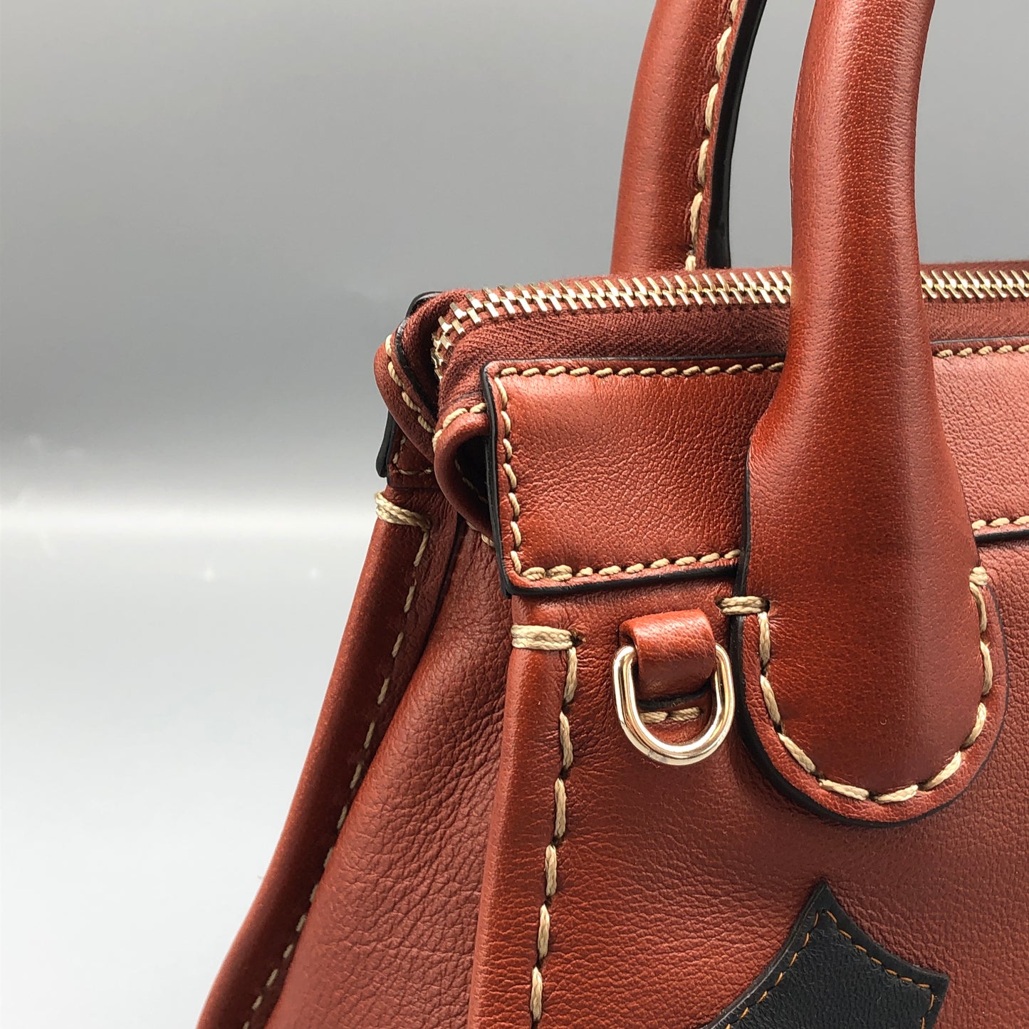 Chloe Orange Brown Leather Satchel Bag