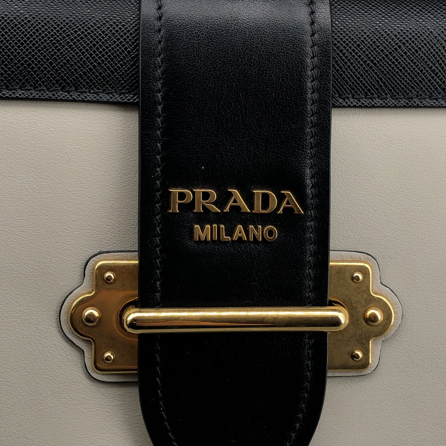 Prada Two-Tone White & Black Cahier Leather Box Crossbody Bag