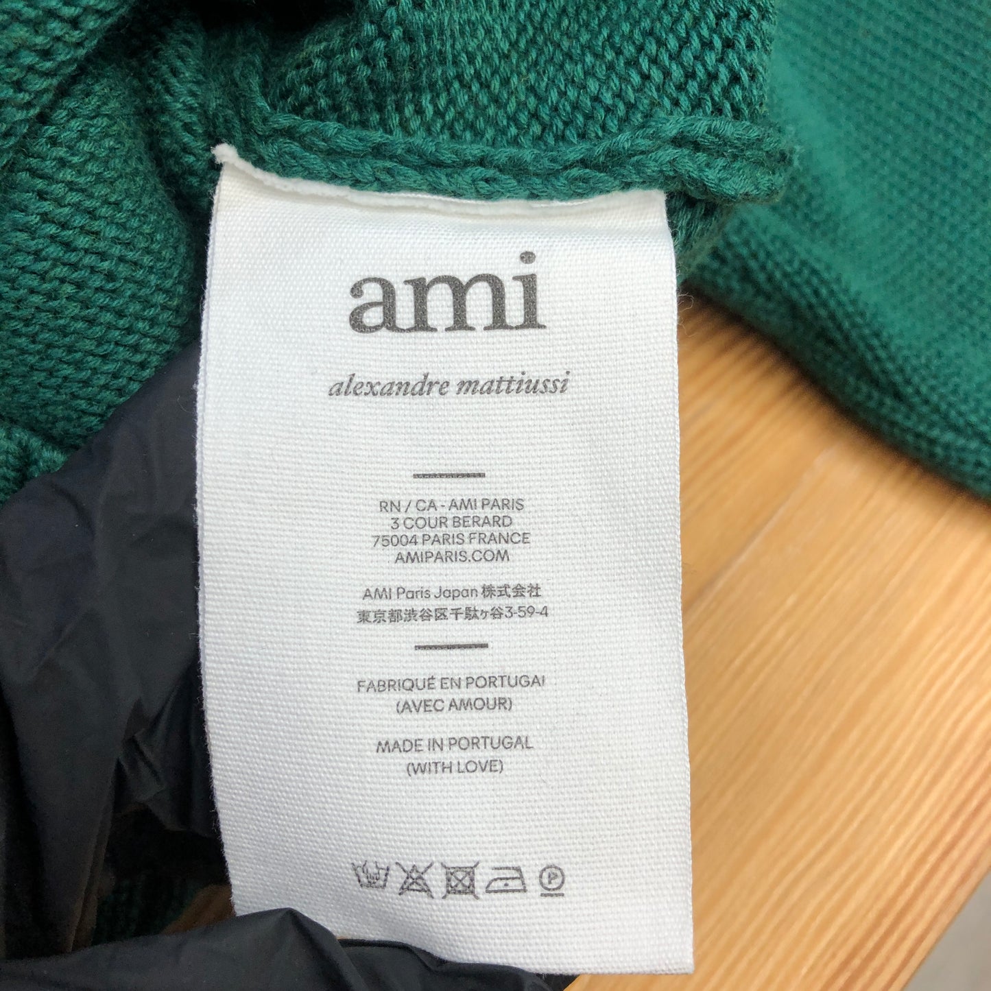 Ami Paris Dark Green Red Heart Logo Knit Sweater Size S