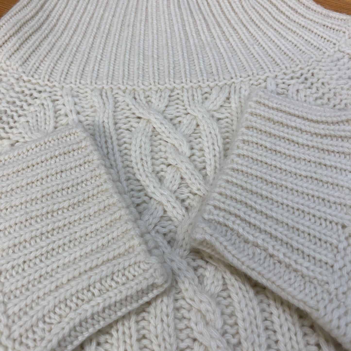 Intrend Off White Cable Knit Turtleneck Midi Sweater Dress Size XL