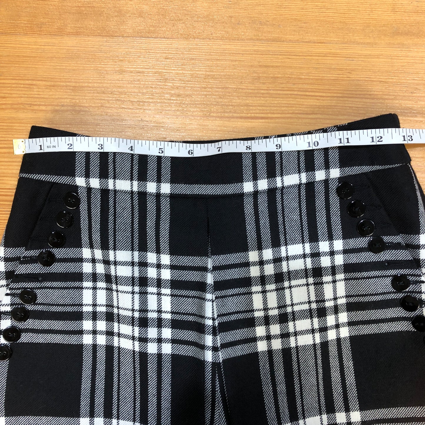 Alexander Wang Black & White Plaid Wide Leg Cropped Pants Size 0