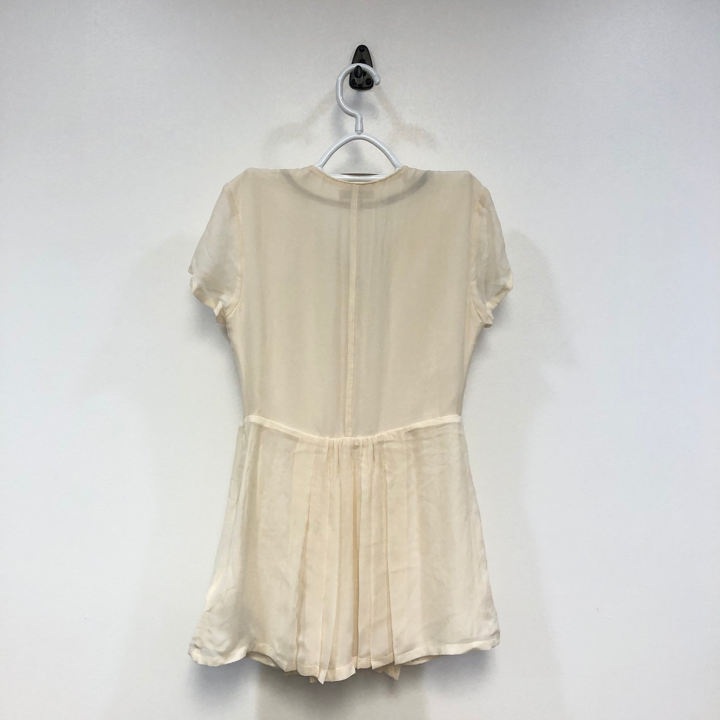 Burberry Beige V-Neck Short Sleeve Pleated Mini Dress Size XS