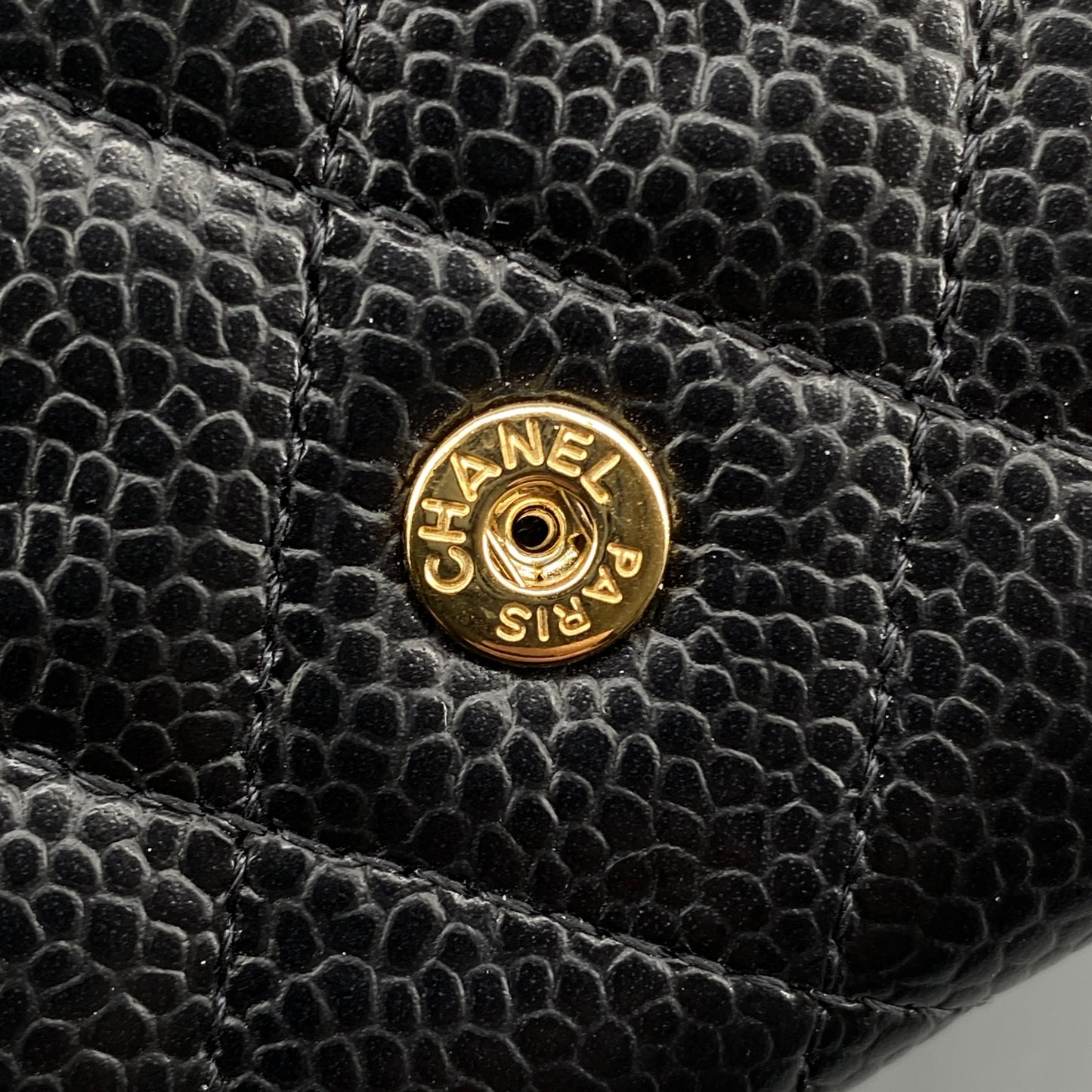 Chanel Black Caviar Quilted Leather Flap Card Wallet