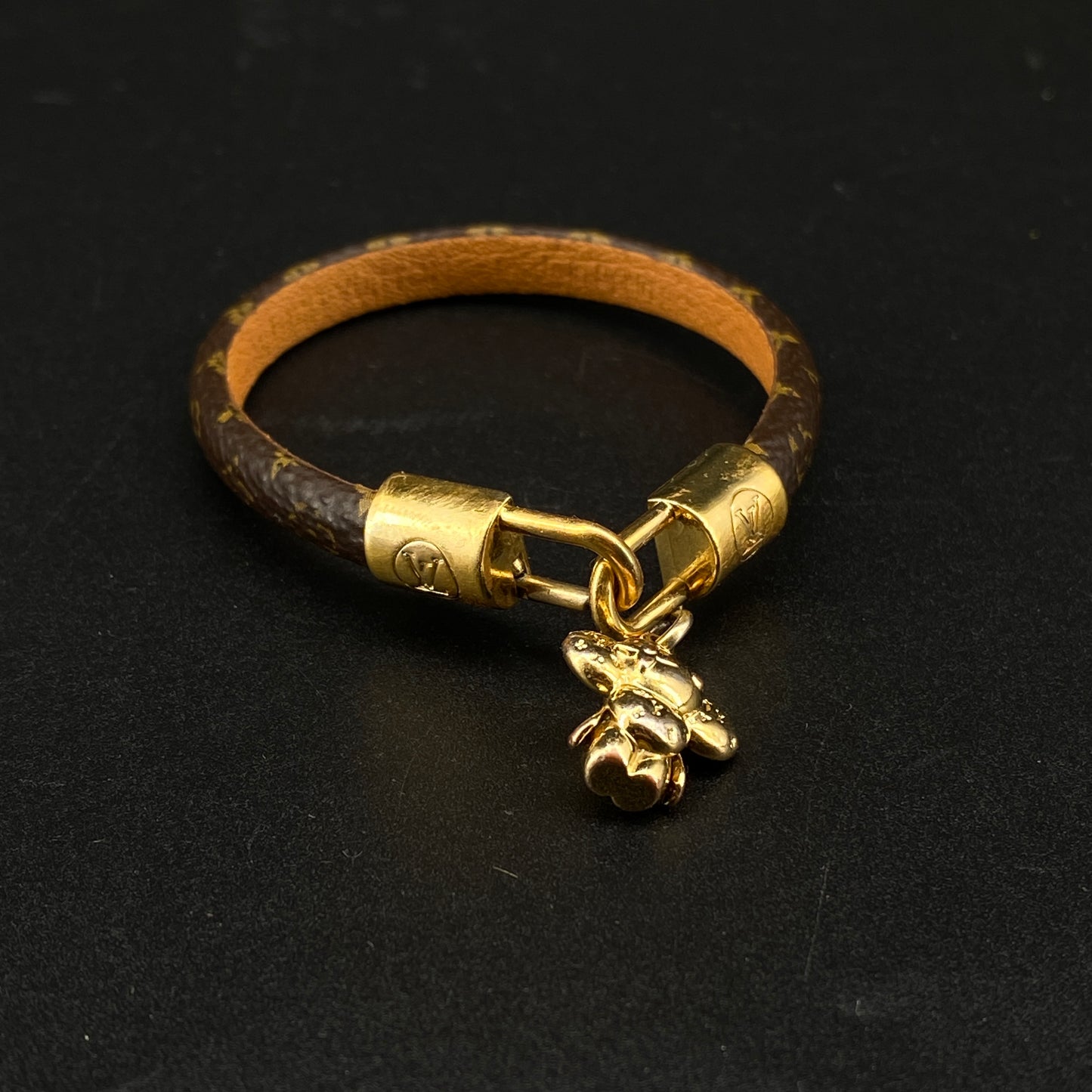 Louis Vuitton Monogram Canvas Gold Lock Charm Bracelet