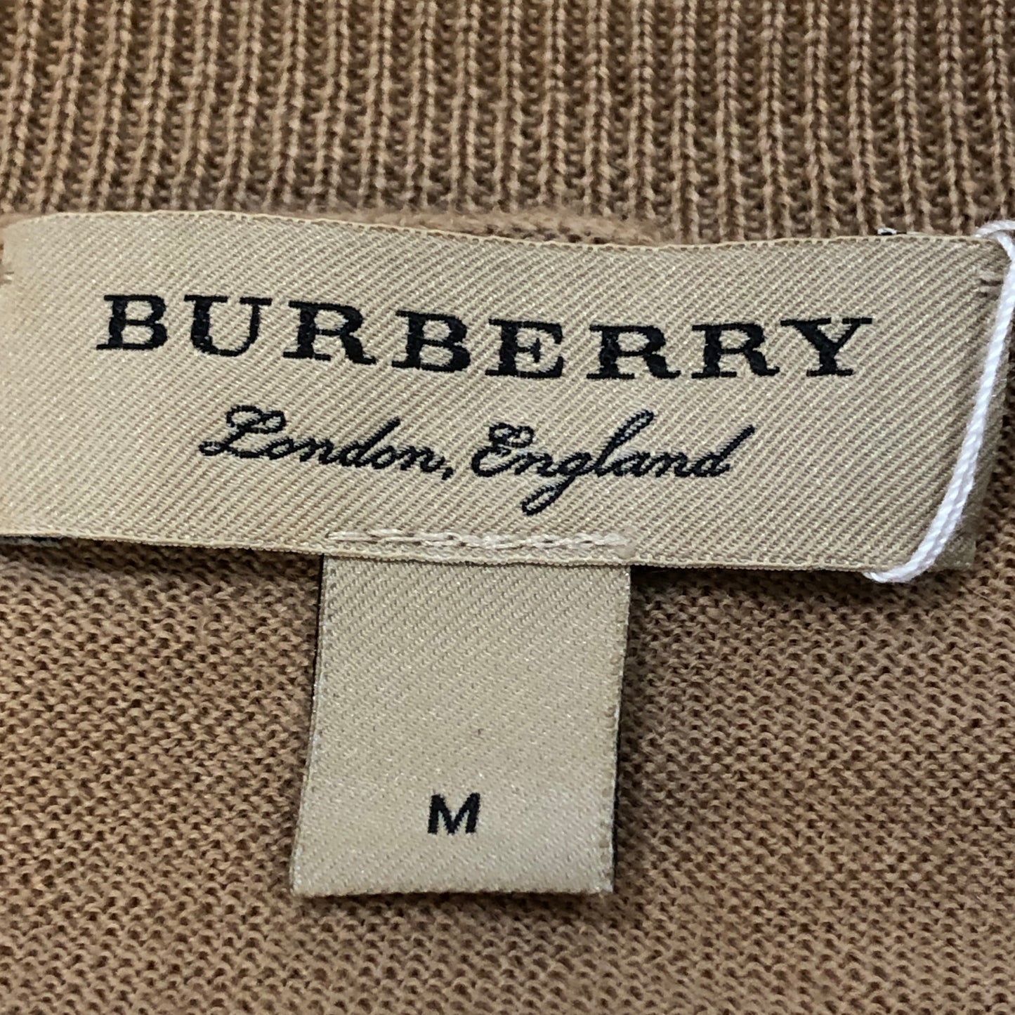 Burberry Camel Check Elbow Patch Crew Neck Wool Sweater M