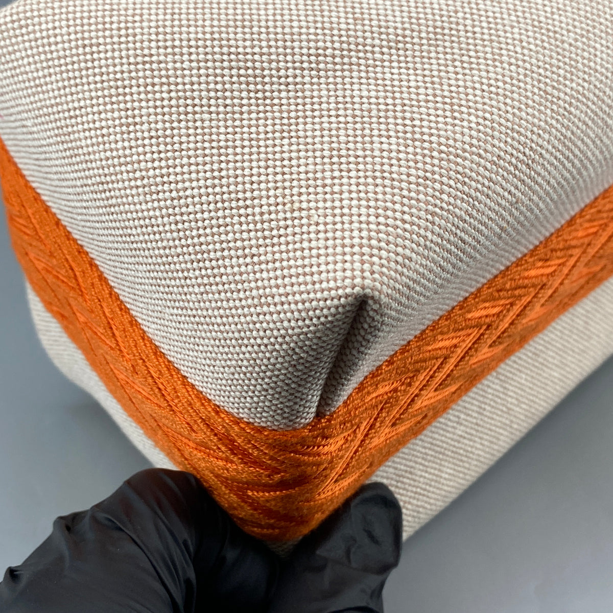 Herms Cream & Orange Canvas Bride-a-Brac Vanity Bag