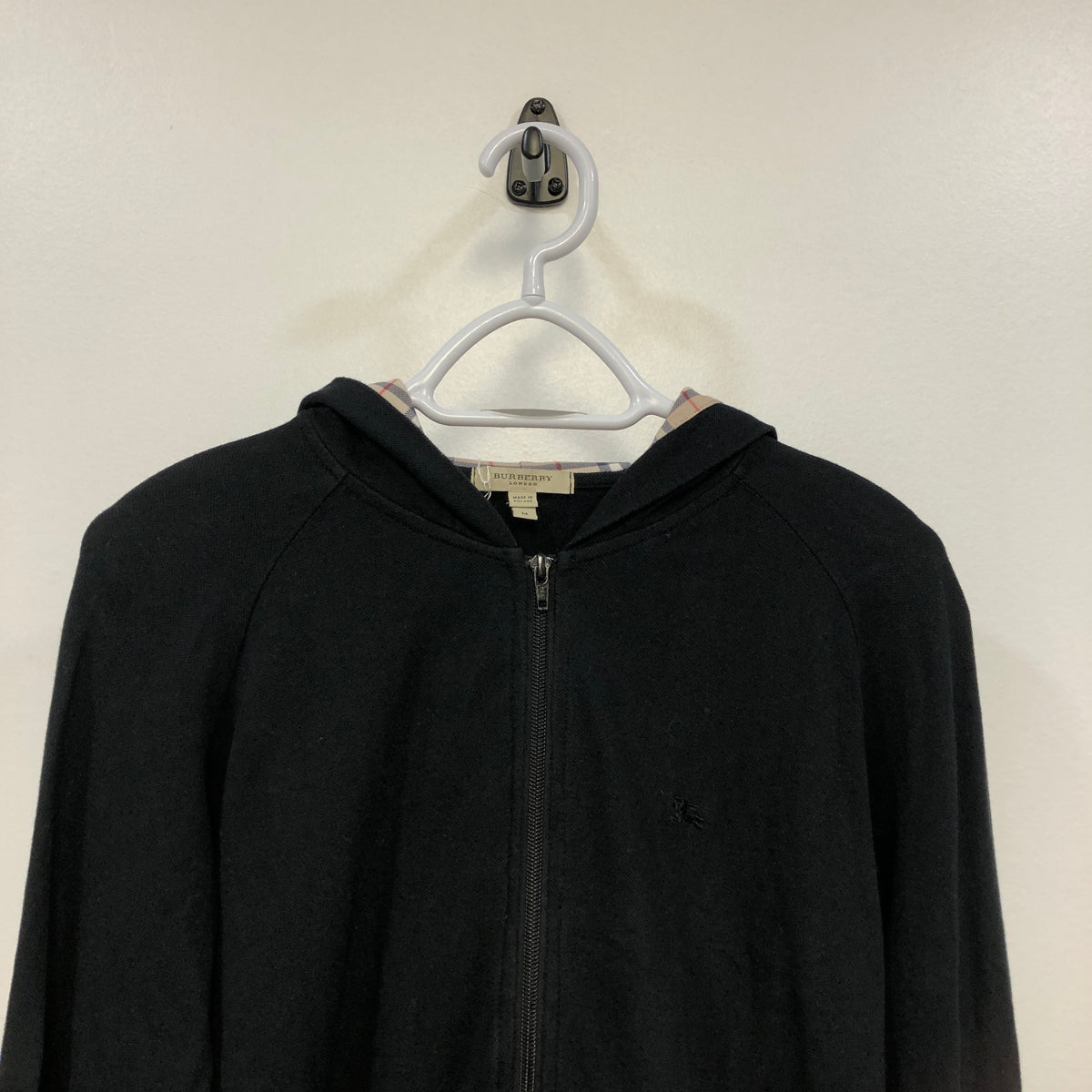 Burberry Black Hooded Zip Up Jacket Size M