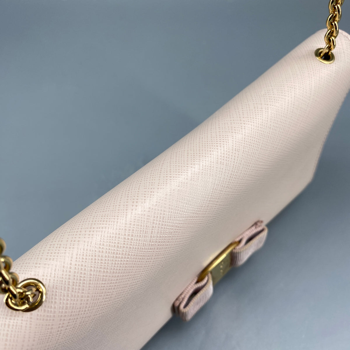 Salvatore Ferragamo Vara Bow Chain Shoulder Bag Blush Pink
