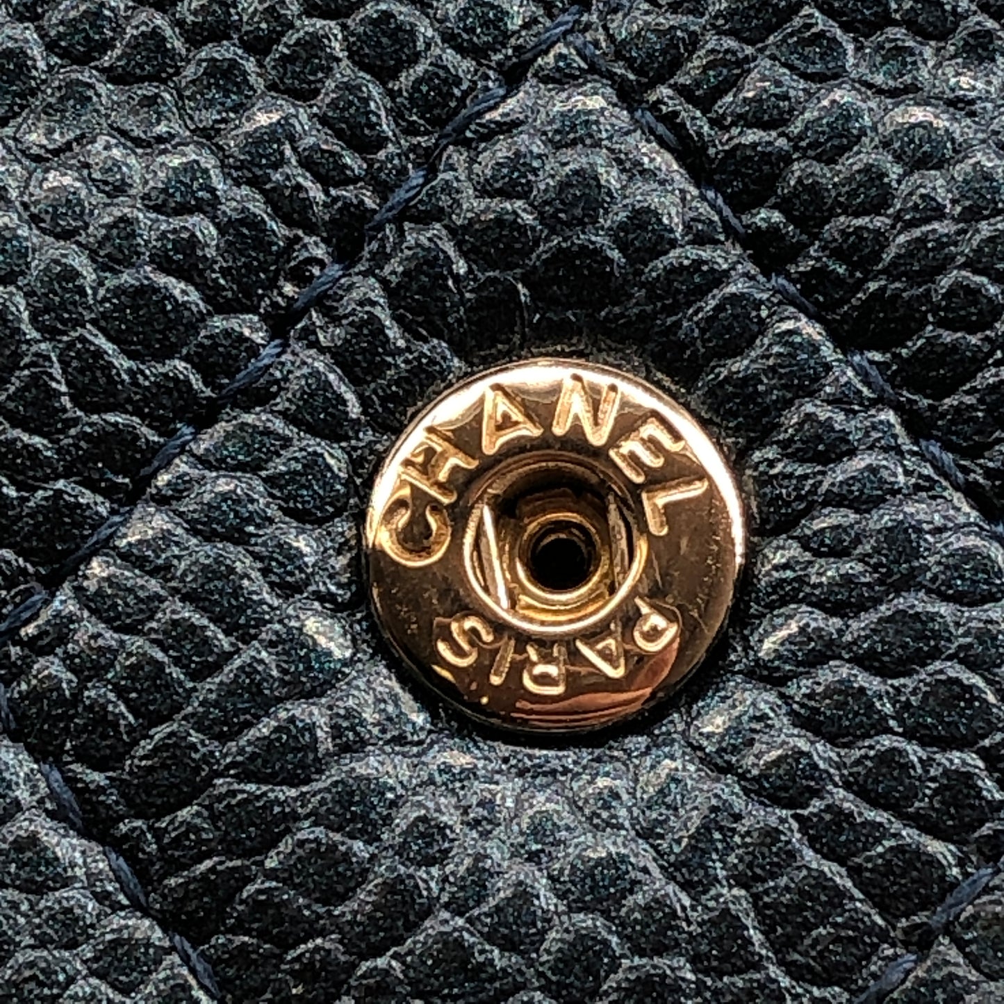 Chanel Classic Flap Blue Caviar Leather Short Wallet