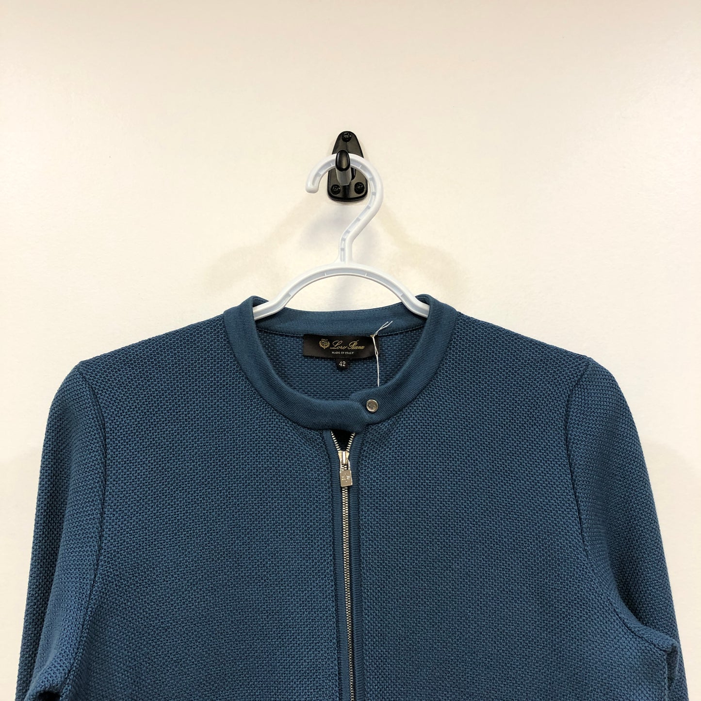 Loro Piana Blue Zip Knit Cardigan Size 42