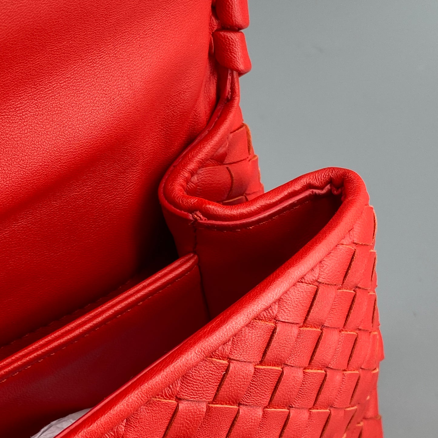 Bottega Veneta Olimpia Medium Red Intrecciato Leather Bag