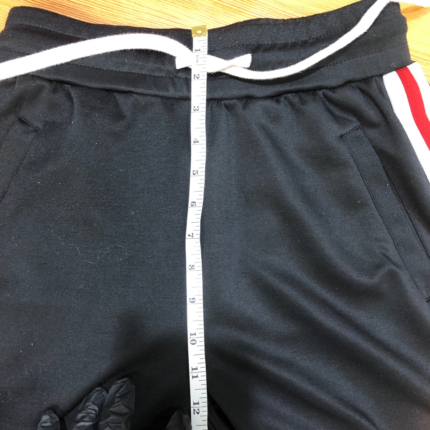 Mnml Black Track Pants with Red/White Side Stripe Size S