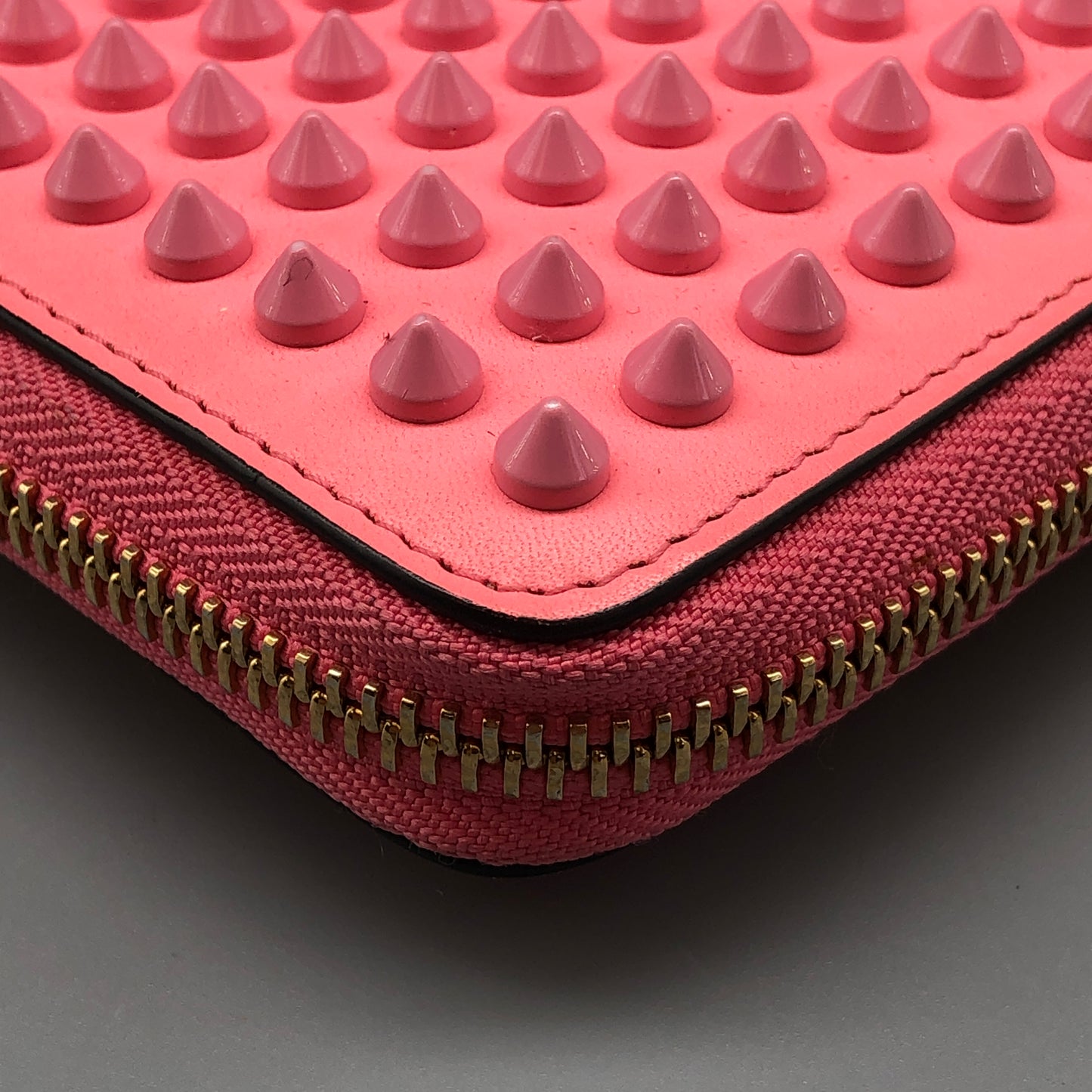 Christian Louboutin Pink Leather Spiked Wallet